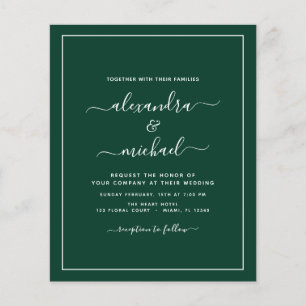 Budget Smaragdgrün Hochzeit Moderne Typografie Fly Flyer