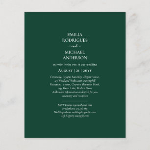 BUDGET Smaragdgrüne monochrome Hochzeit Flyer