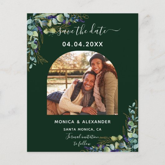 Budget smaragdgrünen Foto qr Hochzeit Speichern Si (Vorderseite)