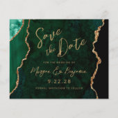 Budget Smaragdgrüner Achat Hochzeit Save the Date (Vorderseite)