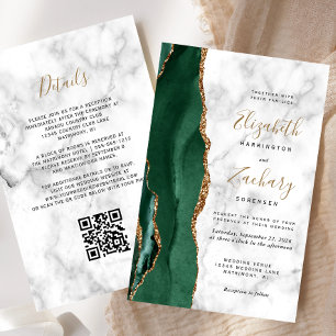 Budget Smaragdgrüner Achatmarmor QR-Code Hochzeit
