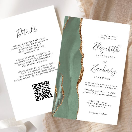 Budget Smaragdgrüner QR-Code-Hochzeit