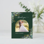 Budget smaragdgrünes Foto Hochzeit danke Ihnen Kar (Stehend Vorderseite)