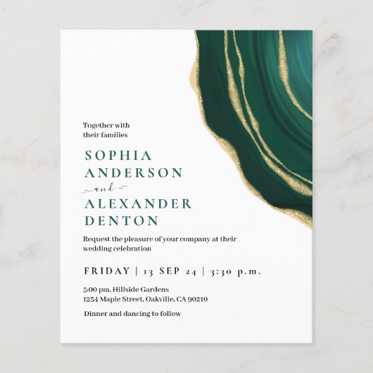 Budget smaragdgrünes Foto QR-Code Hochzeit einlade (Vorderseite)