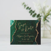 Budget Smarald Green Agate Wedding Save the Date (Stehend Vorderseite)