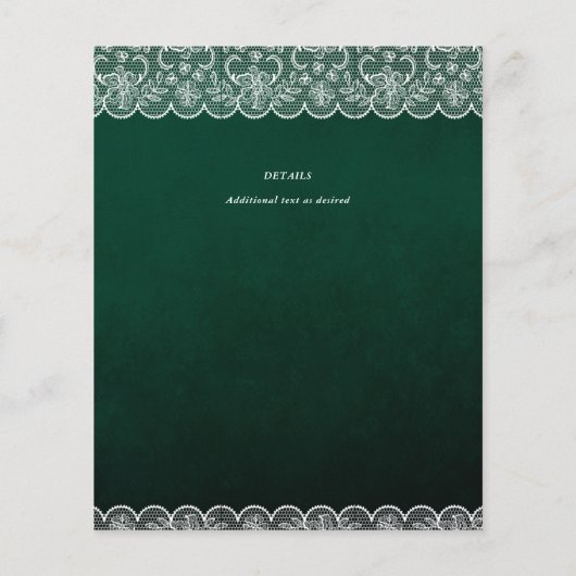 BUDGET Smarald Green Lace Rustikale Hochzeit (Rückseite)