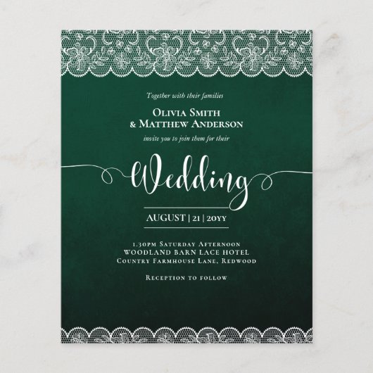 BUDGET Smarald Green Lace Rustikale Hochzeit (Vorderseite)