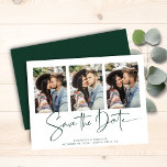 Budget Smarald Green Wedding retten das Datum<br><div class="desc">BUDGET Modern Handgeschriebene Save the Date Multiple Foto Card in smaragdgrün und weiß in einem eleganten Schriftart, der ein romantisches handgeschriebenes Gefühl hervorruft. Entwickelt um drei Ihrer bevorzugten Foto für zusätzliche Anpassungen zu verwenden. Fügen Sie einfach Ihre Namen und Daten für ein wirklich personalisiertes Design hinzu. **Unser BUDGET-Papier ist kleiner...</div>