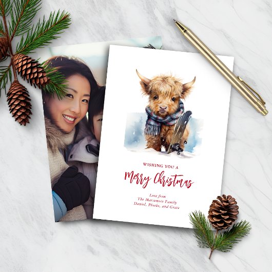 Budget Snowboarden Hochland Kuh Foto Card/Vert