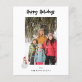 Budget Snowman Happy Holidays Foto Vertikal (Vorderseite)