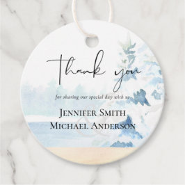 BUDGET Snowy Mountains Winter Lake Trees Geschenkanhänger