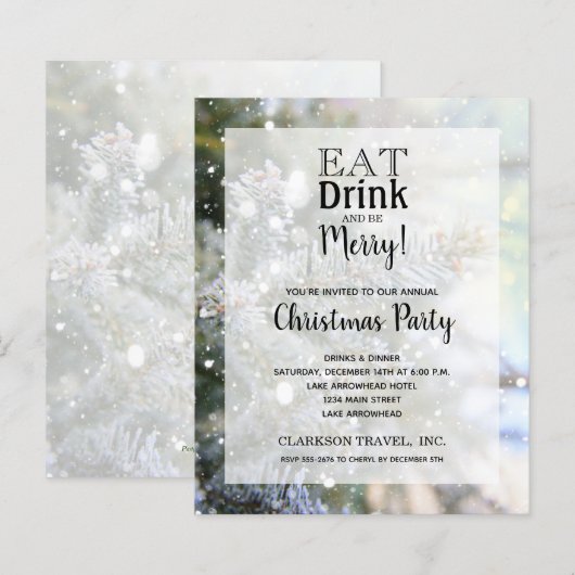 Budget Snowy Pines Weihnachtsfeiertage Einladungen (Vorne/Hinten)