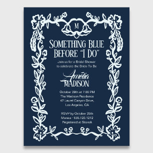 Budget Something Blue Vintage Florale Hochzeitsdus Einladungspostkarte