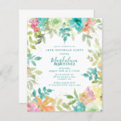 Budget Sommer Floral 18. Geburtstag Einladung (Vorne/Hinten)
