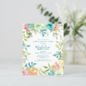 Budget Sommer Floral 19. Geburtstag Einladung (Stehend Vorderseite)