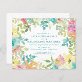 Budget Sommer Floral 19. Geburtstag Einladung (Vorne/Hinten)