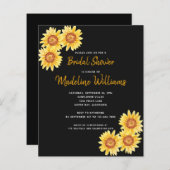 Budget Sonnenblume Brautdusche Einladung Schwarz (Vorne/Hinten)