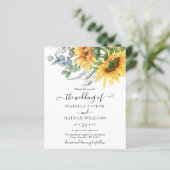 Budget Sonnenblume Eukalyptus Wedding Einladung (Stehend Vorderseite)