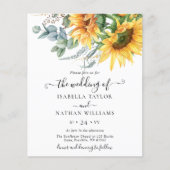 Budget Sonnenblume Eukalyptus Wedding Einladung (Vorderseite)