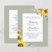 Budget Sonnenblume Eukalyptus Wedding Einladung (Vorne/Hinten)