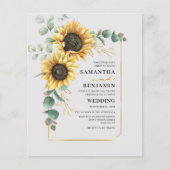 Budget Sonnenblume Eukalyptus Wedding Einladung (Vorderseite)
