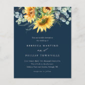 Budget Sonnenblume Eukalyptus Wedding Einladung (Vorderseite)