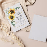 Budget Sonnenblume Eukalyptus Wedding Einladung<br><div class="desc">Mit dieser niedlichen Vorlage mit einem wunderschönen rustikalen Blumenstrauß,  einem geometrischen Rahmen mit Goldeffekten und moderner Typografie erstellen Sie eine moderne Hochzeitskarte für Sonnenblumen. TIPP: Passende Hochzeitssuite-Karten wie UAWG,  Hochzeitsfeiern,  Banner,  Tapisserien,  Geschenketiketten,  Schilder und andere Hochzeitsgeschenke und Goodies sind in der folgenden Kollektion mit diesem Design erhältlich.</div>