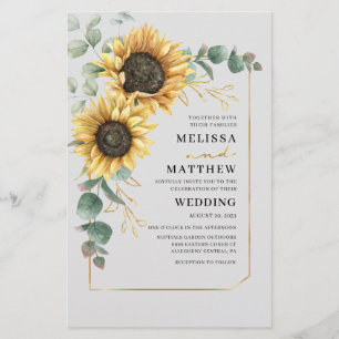 Budget Sonnenblume Eukalyptus Wedding Einladung