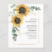 Budget Sonnenblume Eukalyptus Wedding Einladung Flyer (Vorne)