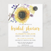 Budget Sonnenblumen Brautdusche Einladung (Vorderseite)