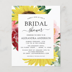 Budget Sonnenblumen-Brautdusche Frühling Floral Flyer