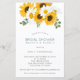 Budget Sonnenblumen Brunch Bridal Dusche Einladung