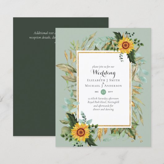 BUDGET Sonnenblumen Eukalyptus Grüne Hochzeit (Vorne/Hinten)