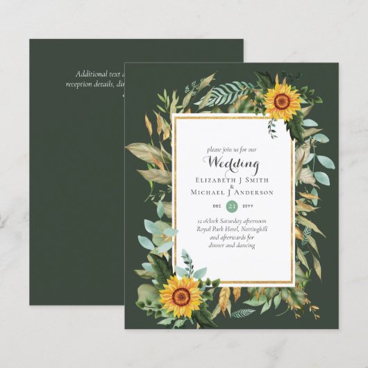 BUDGET Sonnenblumen Eukalyptus Grüne Hochzeit (Vorne/Hinten)
