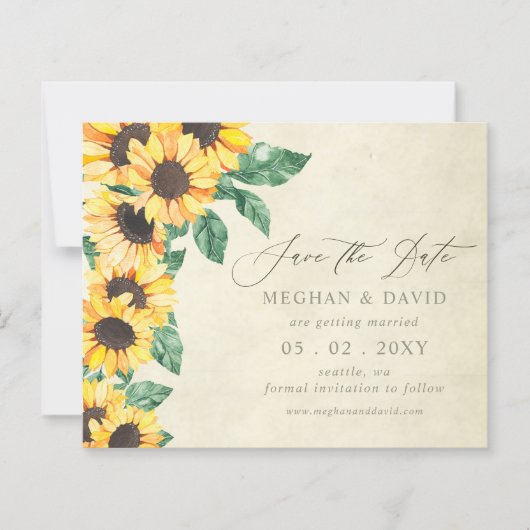 Budget Sonnenblumen Garten Blumen Save the Date (Vorderseite)