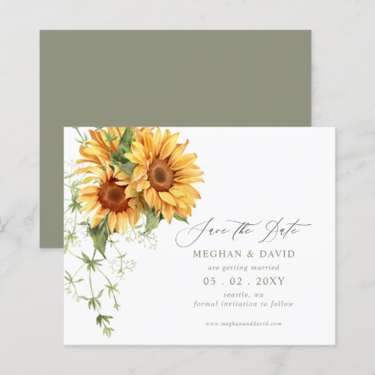 Budget Sonnenblumen Garten Save-the-Date-Karte (Vorne/Hinten)