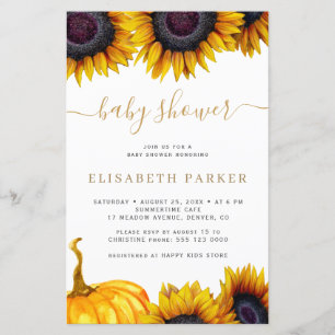 Budget-Sonnenblumen-Gold-Babyparty-Einladung