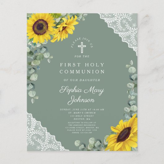 Budget Sonnenblumen Grüne Spitzen Erste Kommune (Vorderseite)