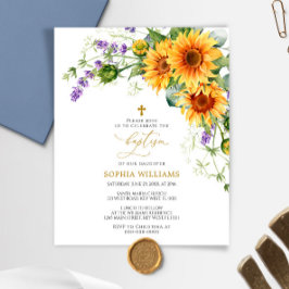 Budget Sonnenblumen & Lavander Taufe Einladung