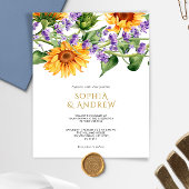 Budget Sonnenblumen & Lavender Wedding Einladung