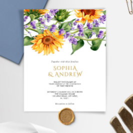 Budget Sonnenblumen & Lavender Wedding Einladung