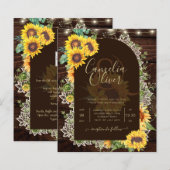 BUDGET Sonnenblumen Lights Lace Wedding INVITE (Vorne/Hinten)