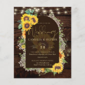 BUDGET Sonnenblumen Lights Lace Wedding INVITE (Vorderseite)