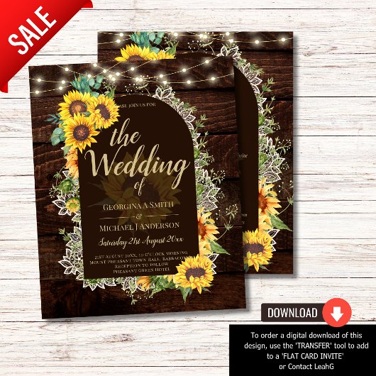 BUDGET Sonnenblumen Lights Lace Wedding INVITE