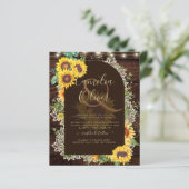 BUDGET Sonnenblumen Lights Lace Wedding INVITE (Stehend Vorderseite)
