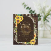 BUDGET Sonnenblumen Lights Lace Wedding INVITE (Stehend Vorderseite)
