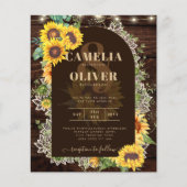 BUDGET Sonnenblumen Lights Lace Wedding INVITE Flyer (Vorne)