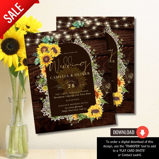 BUDGET Sonnenblumen Lights Lace Wedding INVITE Flyer