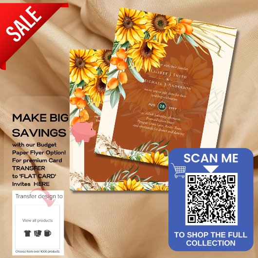 BUDGET Sonnenblumen Pampas Grass Terracotta Hochze Flyer