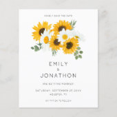 Budget Sonnenblumen QR-Code Save the Date gelb (Vorderseite)